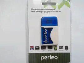 Устр-во чт. карт Perfeo Card Reader SD/MMC+Micro SD+MS+M2, (PF-VI-R010 Blue) синий